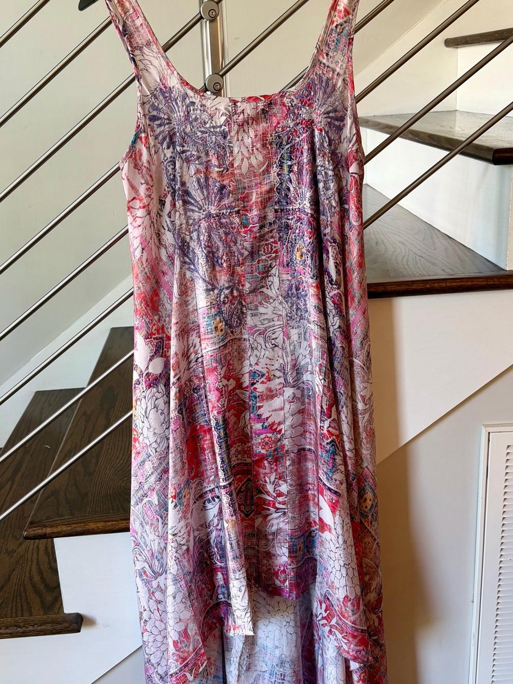 Sleeveless Pink Multicolor Printed Maxi Sundress